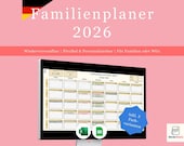 Familienplaner Kalender wiederverwendbar | Digitaler Familien Planer Excel & Google Sheets | Terminplaner personalisierbar für Kinder