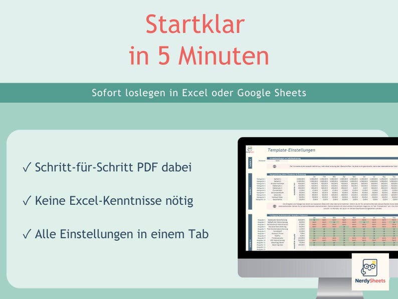 Household budget Excel template (German version) – financial tracker with savings goals, budget planner Google Sheets template image 4