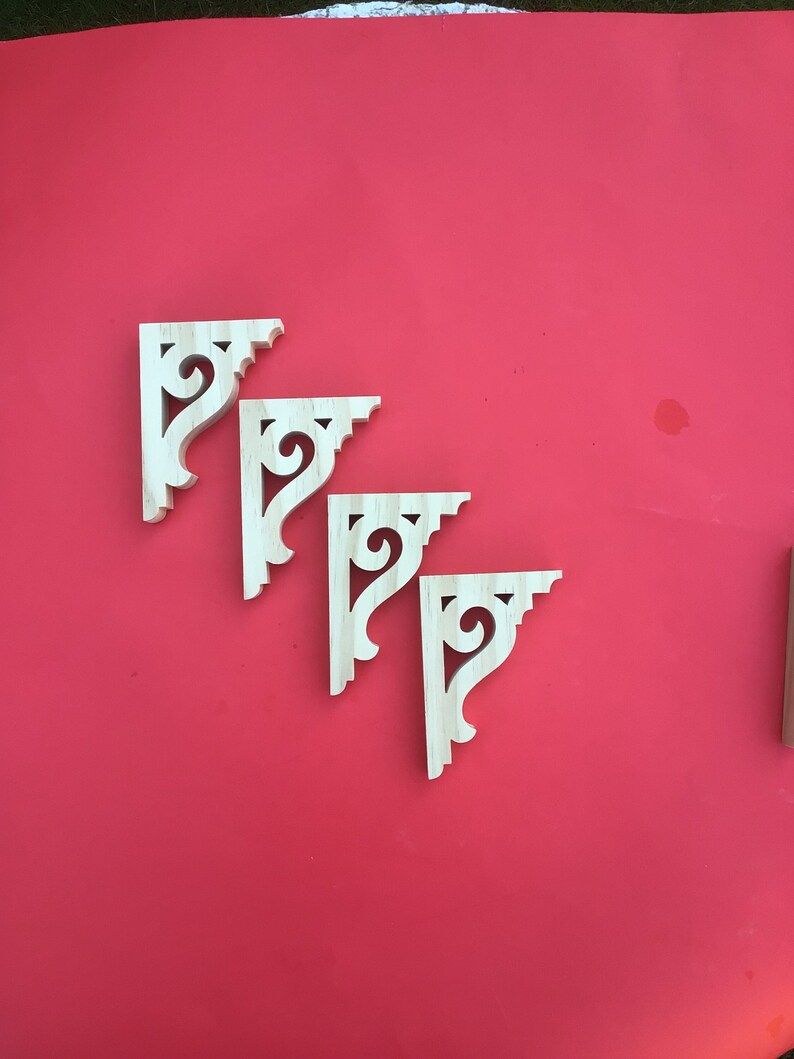 Four 4 Wood Shelf Brackets / Wood Screen Door Brackets / Etsy