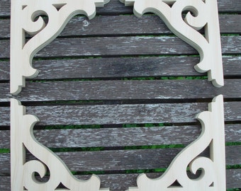 Four (4) Victorian Gingerbread Screen Door Wood Brackets 5 3/4" x 5 3/4" x 3/4"