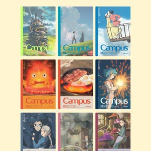 May include: Nine colorful book covers featuring anime-style illustrations. Each cover has the word "Campus" in a bold font. The covers showcase various scenes, including characters and landscapes, with vibrant colors and detailed artwork.