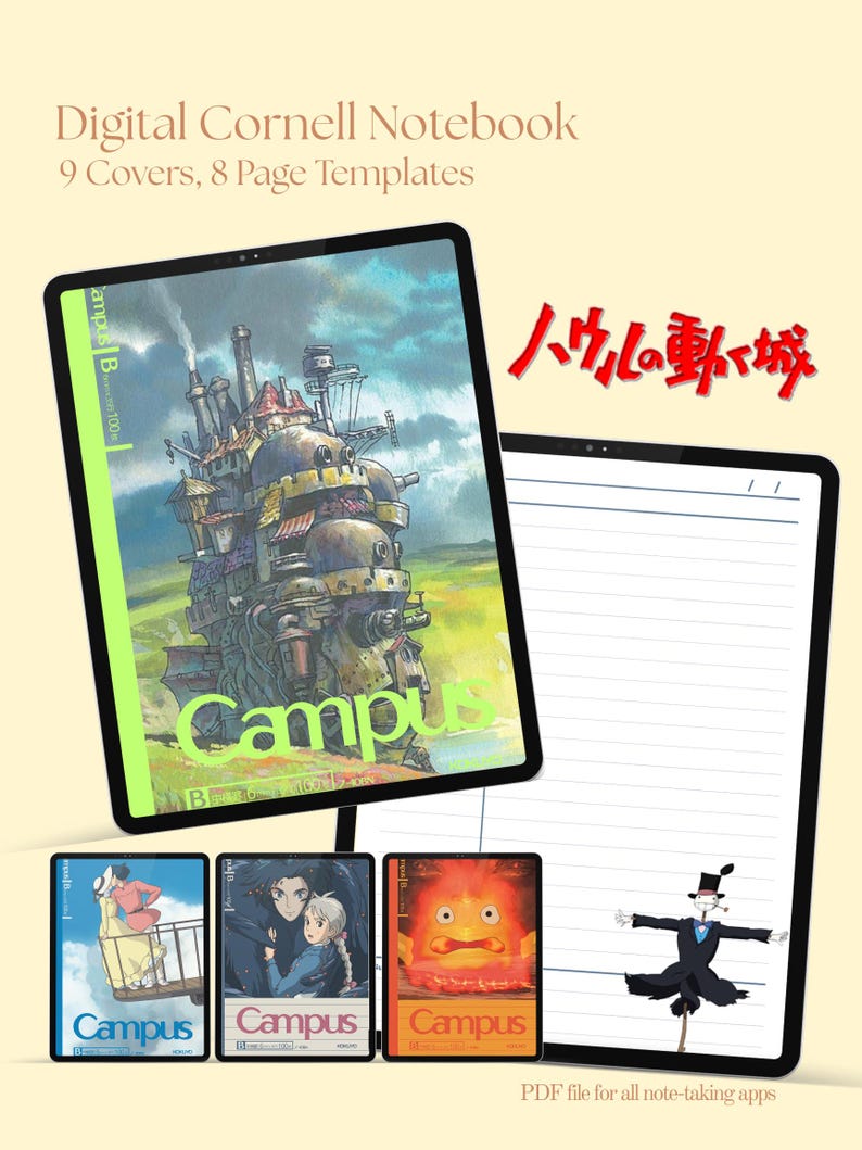 Howl’s Moving Castle Digital Notebook | Studio Ghibli Inspired Journal PDF | GoodNotes Digital Planner image 1