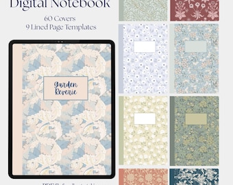 Vintage digitaal notitieboek met bloemen: Cottagecore GoodNotes-planner (pdf-bestand)