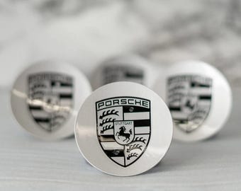 Wheel Center Caps for Porsche : Gray OEM Style, 76mm (Set of 4)