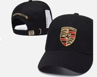 Porsche Baseball Cap Hat | Black Red White | Adjustable Unisex Luxury Car Logo Cap | Gift for Men & Women | Fast USA Shipping