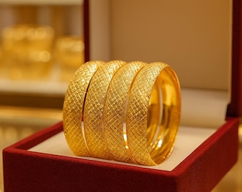 22K Gold Plated Wide Bangle Bracelet • 1.5 cm Dubai Style Jewelry • Adjustable Sizes 18–24 cm • Luxury Gift for Women • Handmade Jewelry
