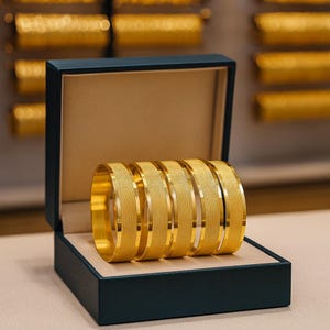 Vergoldetes Armband-Set für Frauen, 1,5 cm breite glänzende strukturierte Manschettenarmbänder, stilvolle stapelbare Goldarmband-Geschenkide