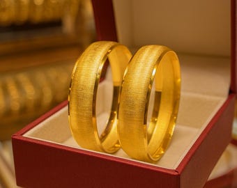 Turkish Style Gold Plated Wide Bangle Bracelet for Women, Single Brushed Finish Cuff, Elegant Traditional Jewelry Gift for Her
