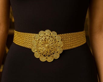 Ottoman Style Gold Plated Turkish Coin Belt with Reşat Coin Charms 22K Gold Plated Reşat Coin Belt – Handmade Ottoman Gold Look  main image 3