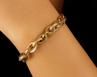 22K Gold Plated Statement Bracelet | Adjustable Chain Link Jewelry