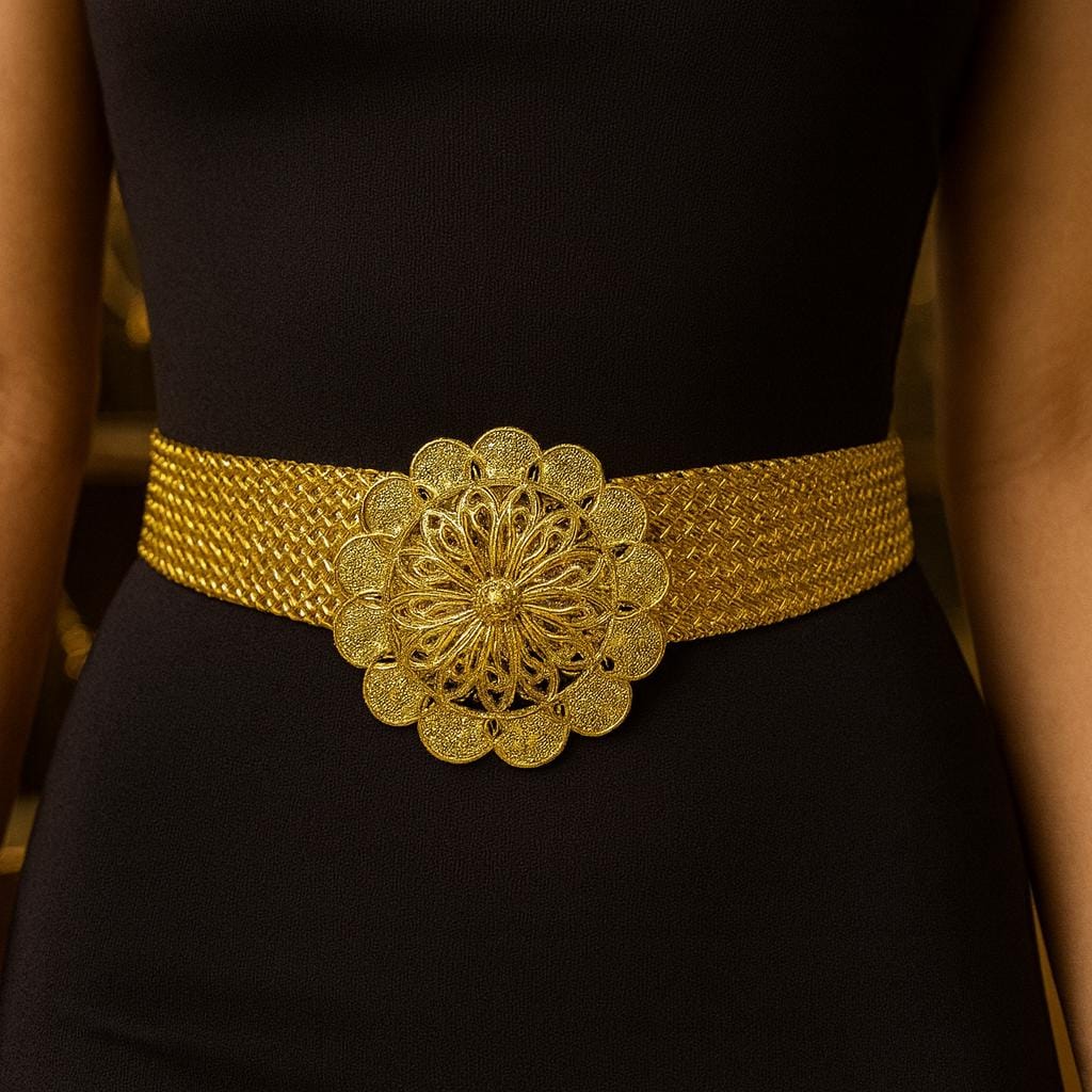 Dubai Gold Plated Handmade Waist Belt - Bridal Statement Jewelry - Bridal Gold Belt - Bridal Belt - Caftan Belt - Gold Plated Belt