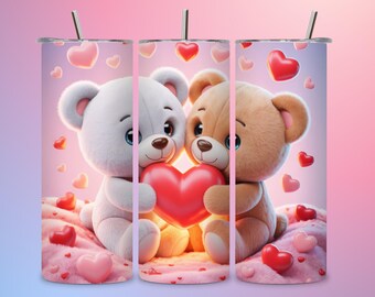 popular Teddy Bears Holding Heart – Adorable Love & Valentine 3D Illustration