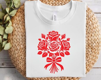 Red Rose Bouquet SVG | Valentine's Day Floral Clipart (Digital Download)