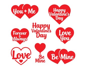 Valentine SVG Bundle | Love Quotes, Hearts (Digital Download
