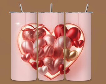 Romantic 3D Valentine Hearts Clipart | Pink & Red Love Illustration (Digital Download)