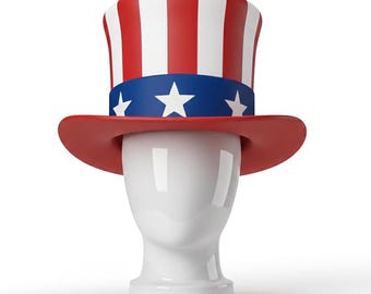 Uncle Sam Top Hat – Patriotic Party Hat, American Theme Costume Hat, USA Celebration Hat, Independence Day Costume Accessory