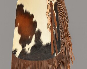 Met de hand bewerkte rundleren chaps – rodeo-chinks met western franje