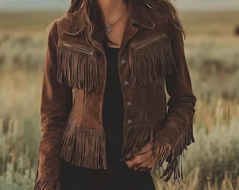 Handmade Suede Fringe Jacket – Women's Western Leather Jacket