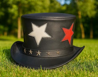 Handmade Leather Steampunk Top Hat Gothic Cosplay, Burning Man