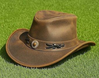 Men and Women Brown Genuine Leather Western Outback Cowboy  display picture 2