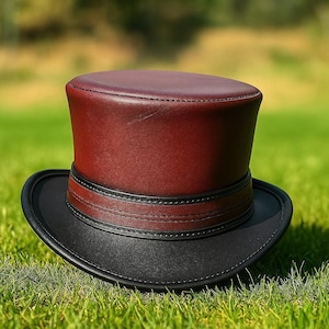 Burgundy Leather Hat - Etsy display picture 2