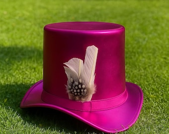 Handmade Leather Top Hat: Steampunk Gothic Feathered Festival Hat