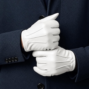 mens formal dress gloves White Leather formal gloves men
