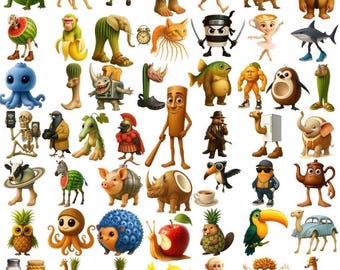 Italian Brainrot Meme Clipart PNG Bundle, Funny Characters PNG, Meme PNG Pack, Aesthetic Meme Clipart, Digital Download, Digital Download