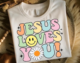 Jesús te ama PNG y SVG / Diseño de camiseta de fe cristiana / Descarga digital instantánea