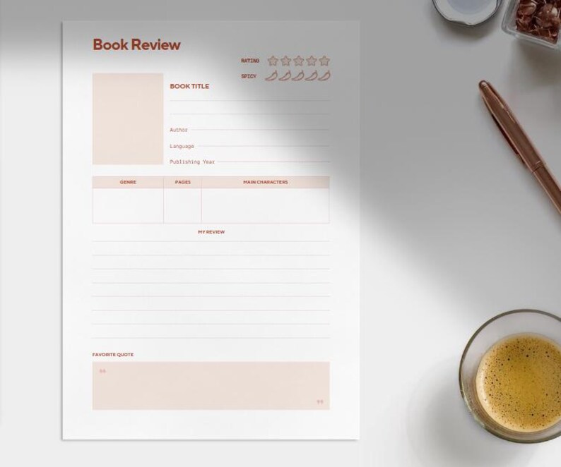 Book Review Template - Printable - Reading Journal Page (PDF Download ...