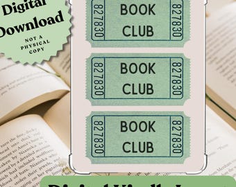 Book Club Ticket Stubs Kindle Insert: Clear Case Printable Accessory (Digital Download)