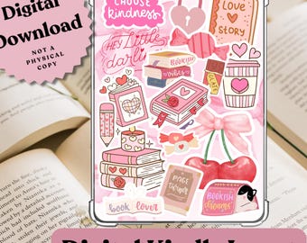 Pink Girly Book Lover Kindle Insert: Clear Case Printable Accessory (Digital Download)