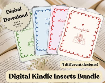 Romantic Doodle Art Kindle Inserts Bundle: Clear Case Printable Accessories (Digital Download)