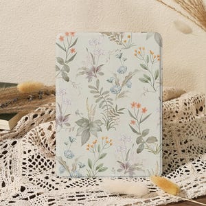 Mjukt pastellfärgat blommigt Kindle/Kobo Clara-fodral med handrem, Kindle Paperwhite 10/11/12:e 6 tum, 6,8 tum, 7 tum, Kindle Colorsoft-fodral