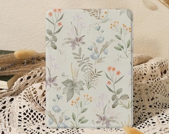 Soft Pastel Countryside Florals Kindle/Kobo Clara Case with Hand Strap,Kindle Paperwhite 10/11/12th 6'' 6.8'' 7'' Case,Kindle Colorsoft Case