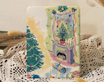 Vintage Christmas Fairytale Kindle/Kobo Clara Case with Hand Strap, Kindle Paperwhite 10/11/12th 6'' 6.8'' 7'' Case, Kindle Colorsoft Cover