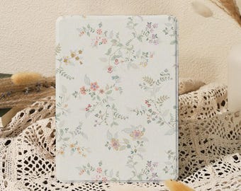 Delicate Floral Kindle Case for Kindle Paperwhite 10/11/12th 6'' 6.8'' 7'' Case, Colorsoft 2024, Kobo Clara Case, Magnetic Back with Strap