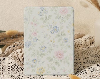 Cream French Floral Vine Kindle Case for Paperwhite 10/11/12th 6'' 6.8'' 7'' Case, Colorsoft 2024, Kobo Clara Case, Magnetic Back with Strap