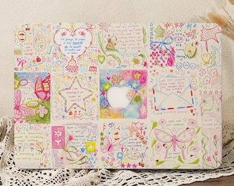 Macaron Collage MacBook Case, Hard Laptop Cover for MacBook Air 13 A3240 Air 15 A3241 (2024–2025), MacBook Pro 13/14/15/16, M1 M2 M3 M4