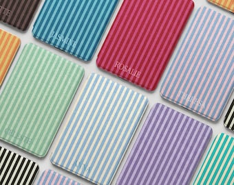 Personalized Stripes initials Kindle/Kobo Clara Case with Hand Strap, Kindle Paperwhite 10/11/12th 6'' 6.8'' 7'' Case,Kindle Colorsoft Cover