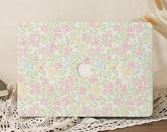 Fresh Green Vine Pink Flowers MacBook Case, Hard Laptop Cover for Air 13 A3240 Air 15 A3241 (2024–2025), MacBook Pro 13/14/15/16,M1 M2 M3 M4