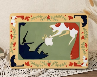 Retro Warm Orange Cat Illustration MacBook Case, Hard Laptop Cover for Air 13 A3240 Air 15 A3241, MacBook Pro 13/14/15/16, M1 M2 M3 M4