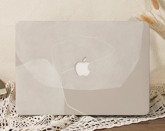 Beige Gradient Stripes MacBook Case, Hard Laptop Cover for MacBook Air 13 A3240 Air 15 A3241 (2024–2025),MacBook Pro 13/14/15/16,M1 M2 M3 M4