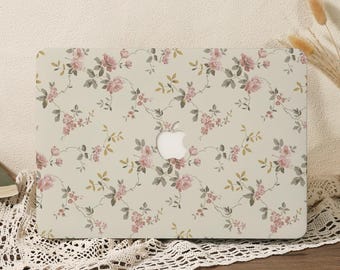 Coque MacBook Rose Rose Vines, Housse rigide pour ordinateur portable pour MacBook Air 13 A3240 Air 15 A3241 (2024-2025), MacBook Pro 13/14/15/16, M1 M2 M3 M4