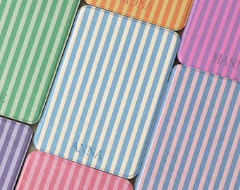 Customised Stripes initials Kindle/Kobo Clara Case with Hand Strap, Kindle Paperwhite 10/11/12th 6'' 6.8'' 7'' Case,Kindle Colorsoft Cover