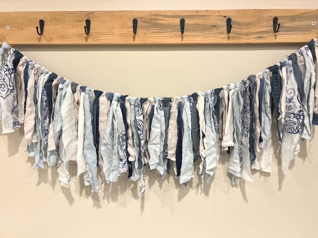 Upcycled Rag Upcycled Fabric Rag Garland Blue - Etsy