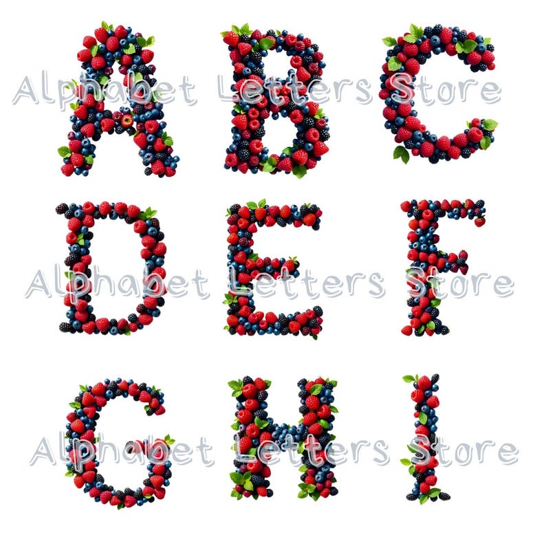 Fruit Alphabet Png, Berry Alphabet, Forest Alphabet, Fruit Letters Png ...