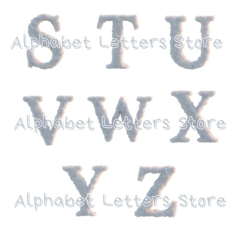 Cloud Letters White, Fluffy Clouds Alphabet, Puffy Clouds Font ...