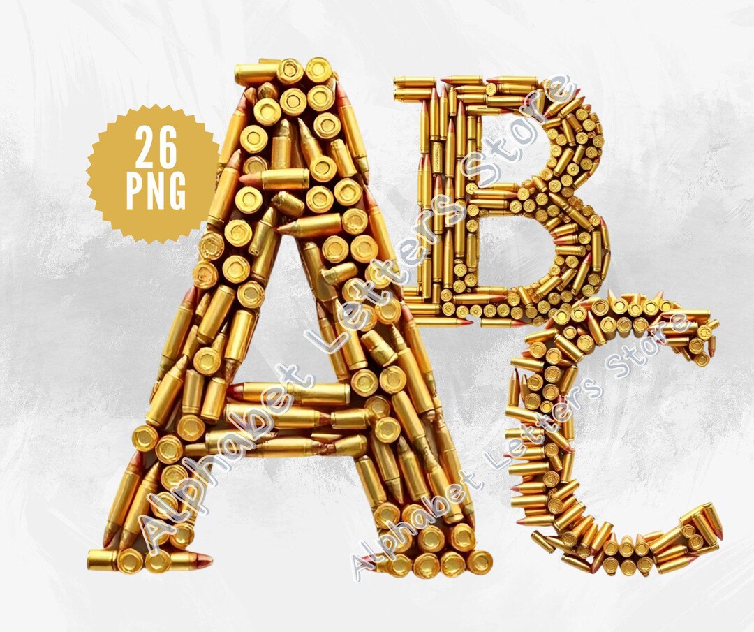 Gun Bullet Alphabet, Military Font, PNG Clipart (digital Download) - Etsy