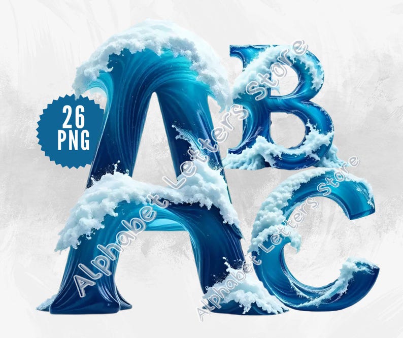 Ocean Wave Font Alphabet, Marine PNG Letters (digital Download) - Etsy